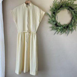 Vintage Jonathan Logan Pastel Yellow Front Zip Mandarin Collar Dress